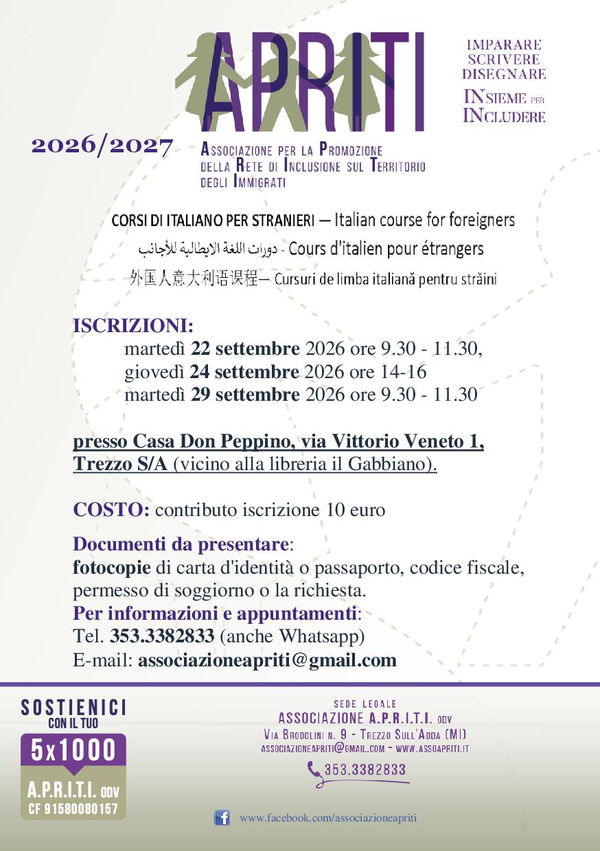 APRITI VOLANTINO iscrizioni A5 2026